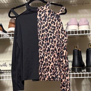 Leopard Print and Black Women's Top